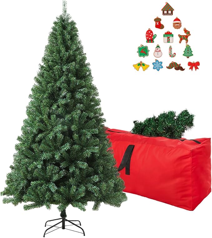 ULICO 5ft Artificial Christmas Tree,Premium Spruce Xmas Tree with 600 Branch Tips, Fake Christmas Tree with Foldable Metal Base Stand,Home, Office,Party Decoration-Green