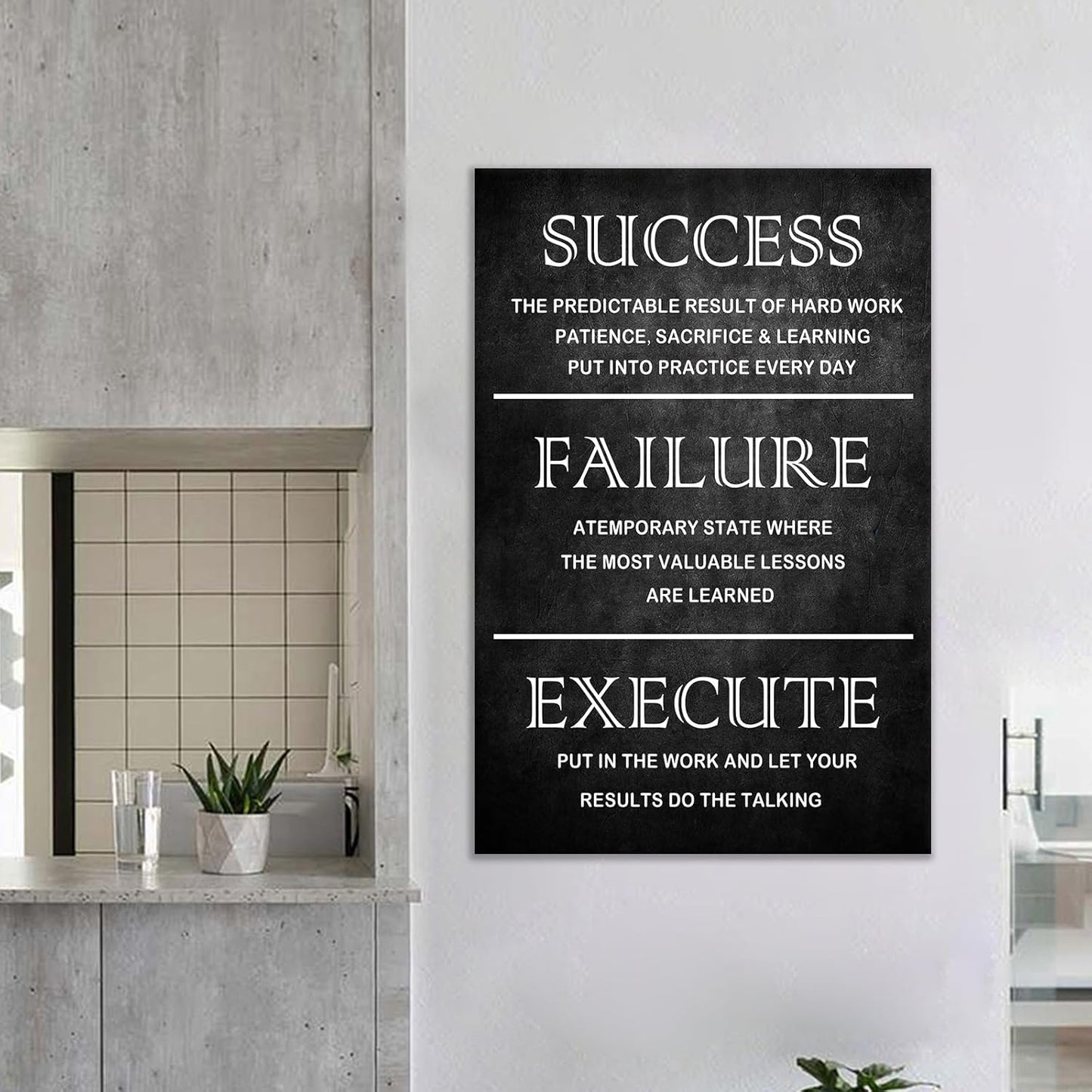 Inspirational Quote Canvas Wall Art Motivational Motto Painting Inspiring Entrepreneur Posters Prints Success Picture Artwork Decor Framed for Home Classroom Office Ready to Hang [24''W x 36''H]