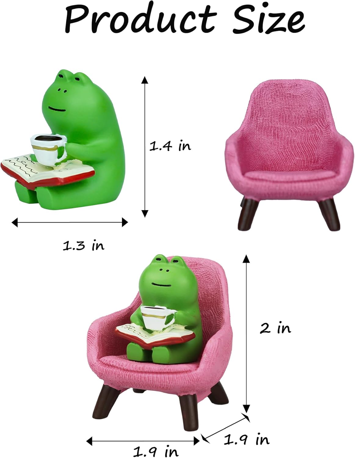 Cute Mini Frog Figurine with Small Sofa Resin Figure for Office Home Decor for Frog Lovers (Pink Sofa)