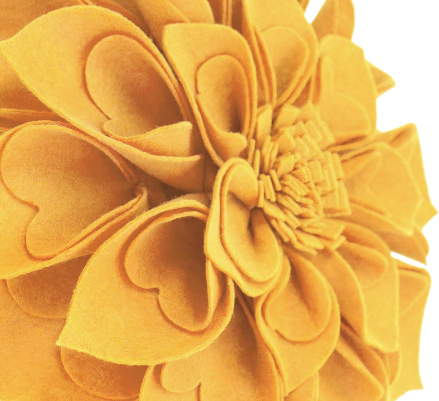 Fennco Styles Handmade 3D Heart-Shaped Petals Flower Decorative Throw Pillow Cover Only - 13" Round Gold Floral Pillow Case for Couch, Home Décor and Holiday, Housewarming Gift