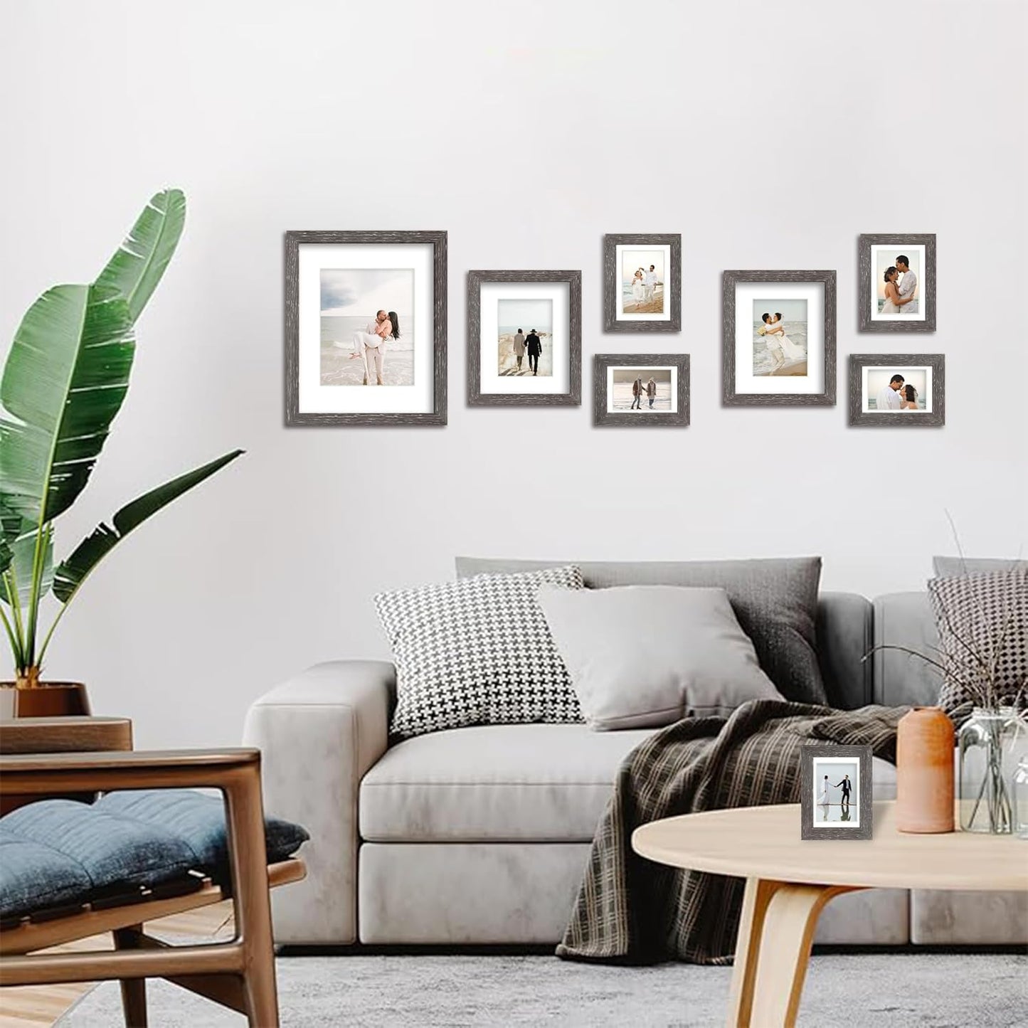 iRahmen 4x6 Picture Frame Set of 2 with HD Glass, Display Pictures 3.5x5 with Mat or 4x6 Without Mat, Rustic Wood Photo Frames for Wall Mount or Tabletop Display