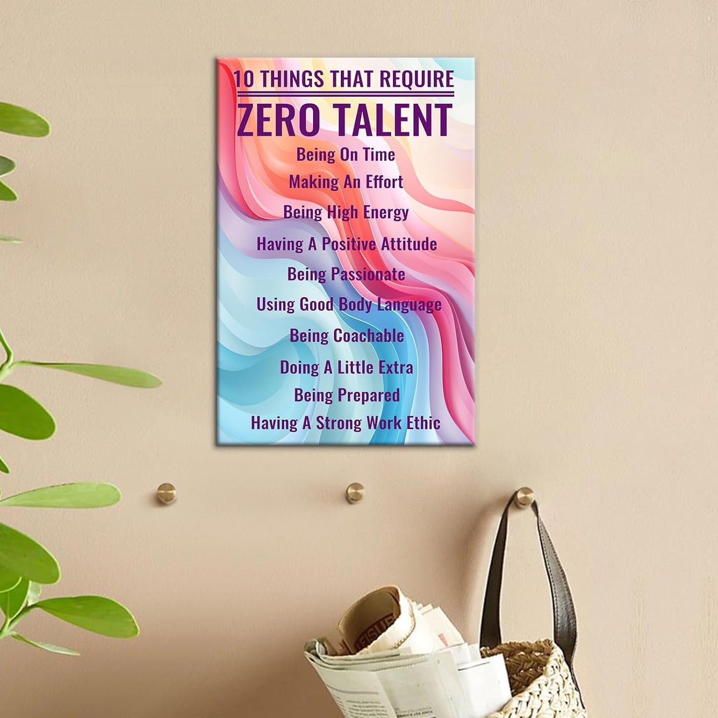 Inspirational Canvas Wall Art Motivational Entrepreneur Quotes 10 Things that Require Zero Talent Poster Print Positive Artwork for Home Bathroom Office Picture Decoration Ready to Hang [12''Wx18''H]