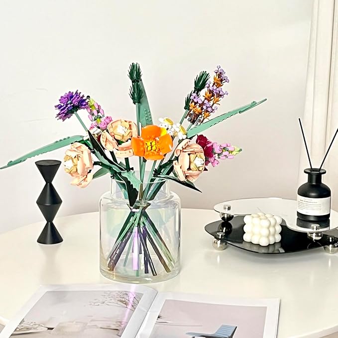 BLOFLO Iridescent Glass Vase, 7 Inch Large Glass Vase for Flowers, Modern Thick Glass Flower Vases for Centerpieces, Decorative Glass Cylinder Hydroponic Vase for Wedding, Home, Office