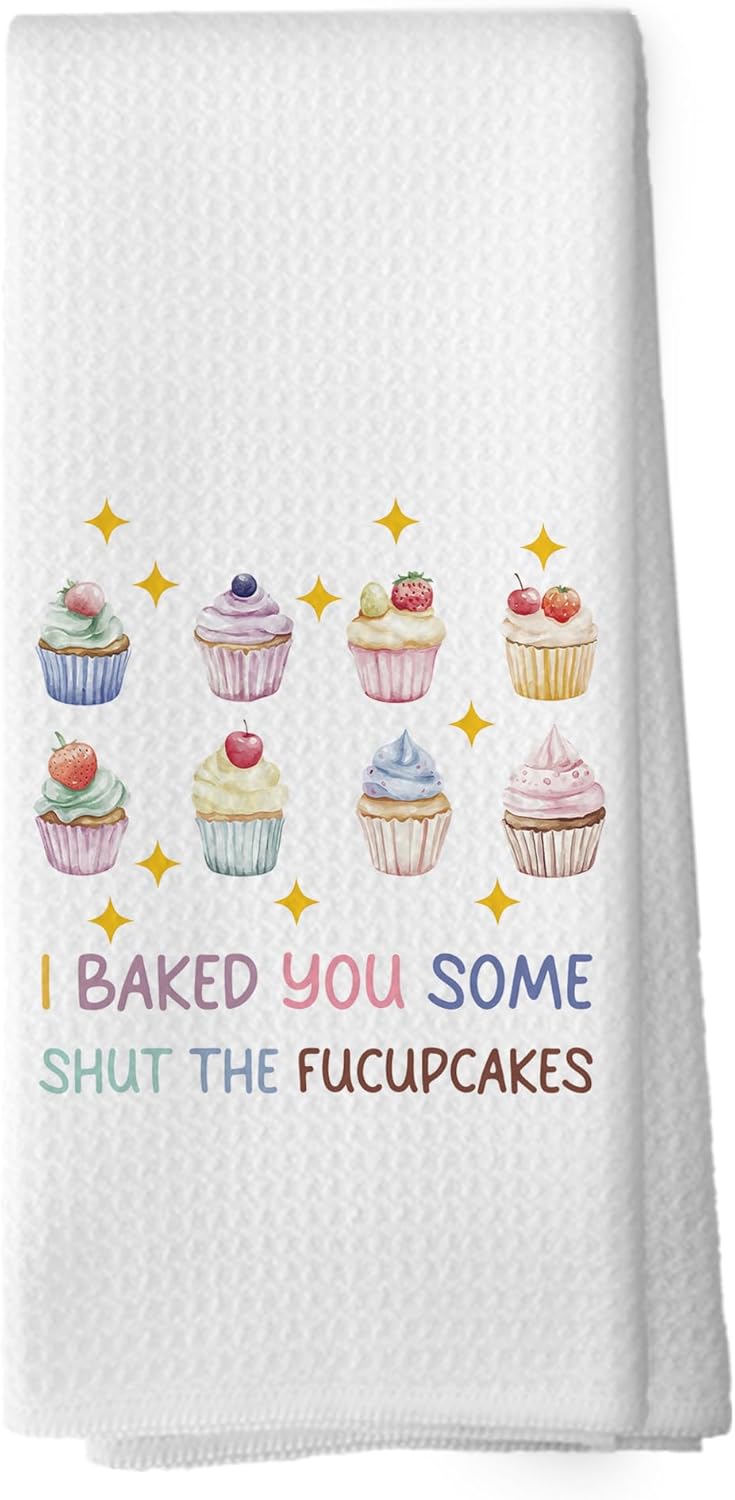 Funny Sarcastic Kitchen Towels - Humor Trendy Dish Towel,Funny Dish Towels with Saying Decorative Absorbent Dishcloths Hand Towel for Kitchen Bar Cart Decor 16x24 Inches, Gift for Bakers