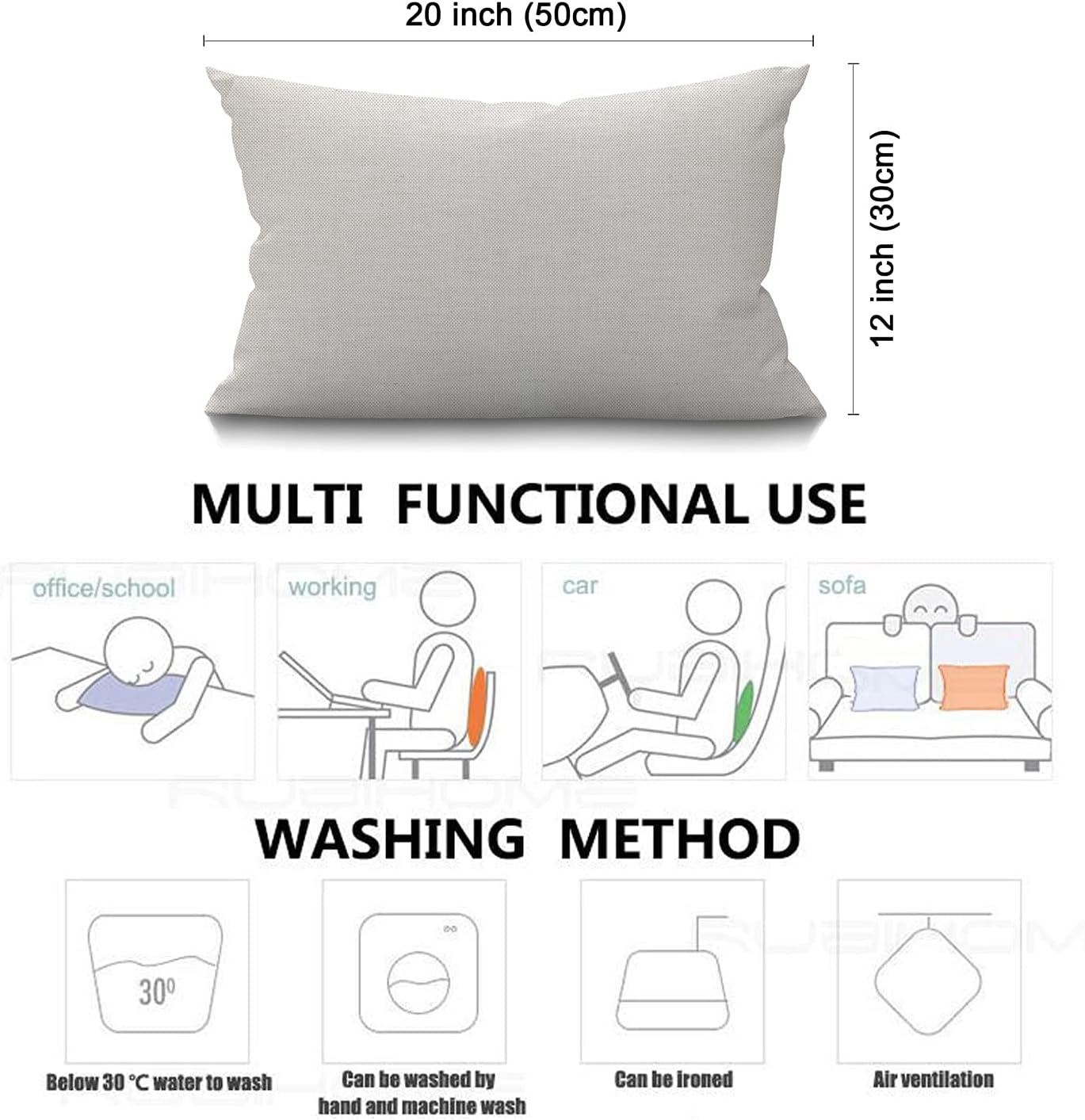 Floral Farmhouse Oblong Rectangle Throw Pillow Case Flowers And Leaves Pink Watercolor Floral Bolossom Flower Rose Spring Cotton Linen Cushion Cover Sofa Armchair Bedroom Livingroom 12x20 Inch