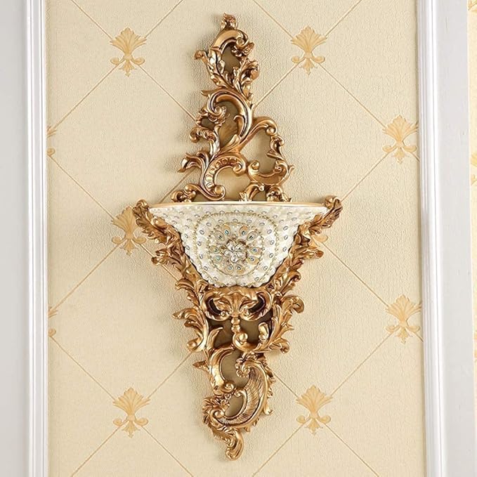 European-Style Retro Resin Wall Mount Flowers Vases for Living Dining Room Bedroom Kitchen Office Hotel Wall Deco Home Decoration Decorative Hanging Planter Vase 66 × 31cm