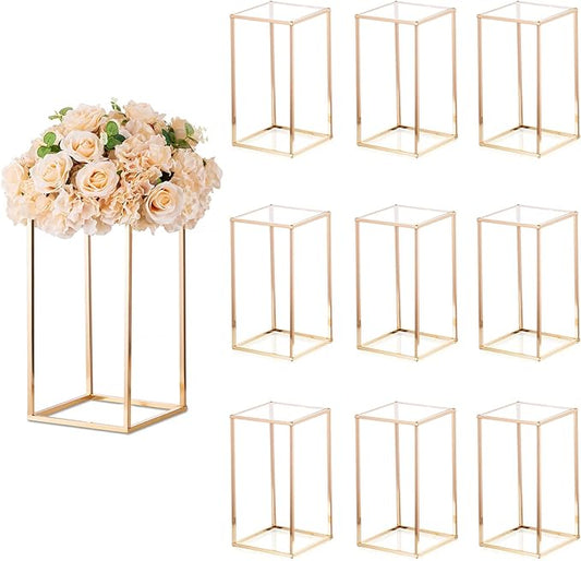 Sziqiqi Dining Table Centerpiece Small Flower Stand for Wedding - Engagement Party Decorations Dining Table Decor for Center Pieces Minimalism Cuboid Design 15.75inch