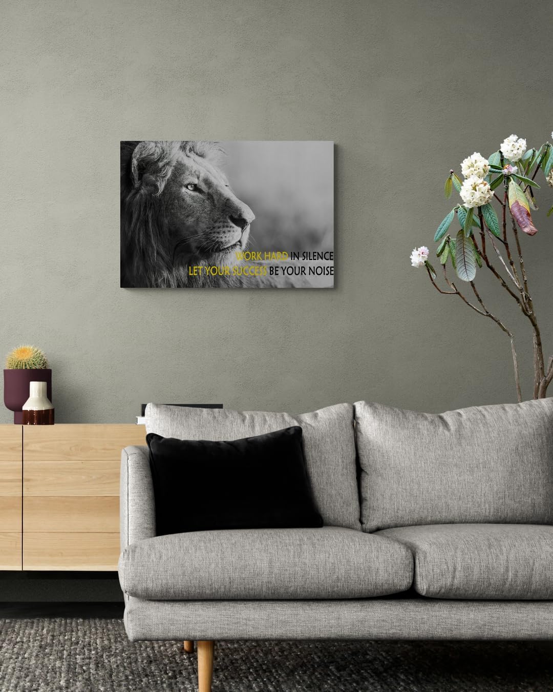 GoForArt Dream Big Motivational Canvas Wall Art, Inspirational Famous Quote Bedroom Living Room Decor, Positive Modern Landscape Mountain Office Dorm Room Poster Print (Lion02, 12''x18'')