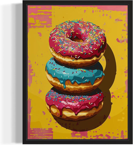 Donut Pop Art Poster Print, Vintage Retro Wall Art Decor Paintings Classic Artwork for Bedroom Living Room Decorations. (Donut, 16x20 inches (Unframed))