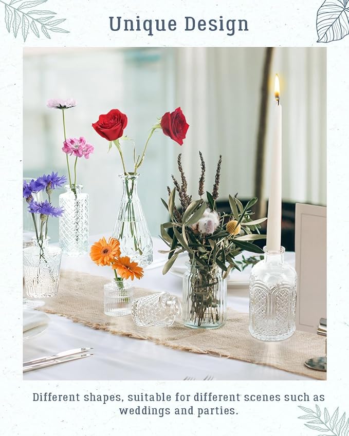 Yirilan Bud Vases Set of 20 PCS, Flower Vases for Table Centerpieces, Mini Vases for Single Stem Flowers, Glass Vases for Centerpieces, Wedding & Home Decor, Clear