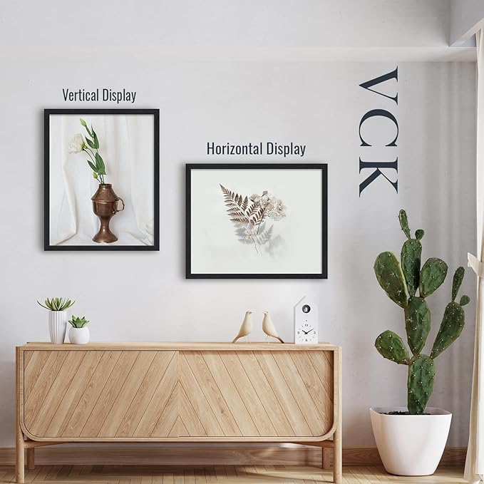 VCK 24x30 Poster Frame Black Oak - 3 Pack, Exclusive Natural Textured Solid Wood Picture Frame, Horizontal and Vertical Formats for Wall with Included Hanging Hardware