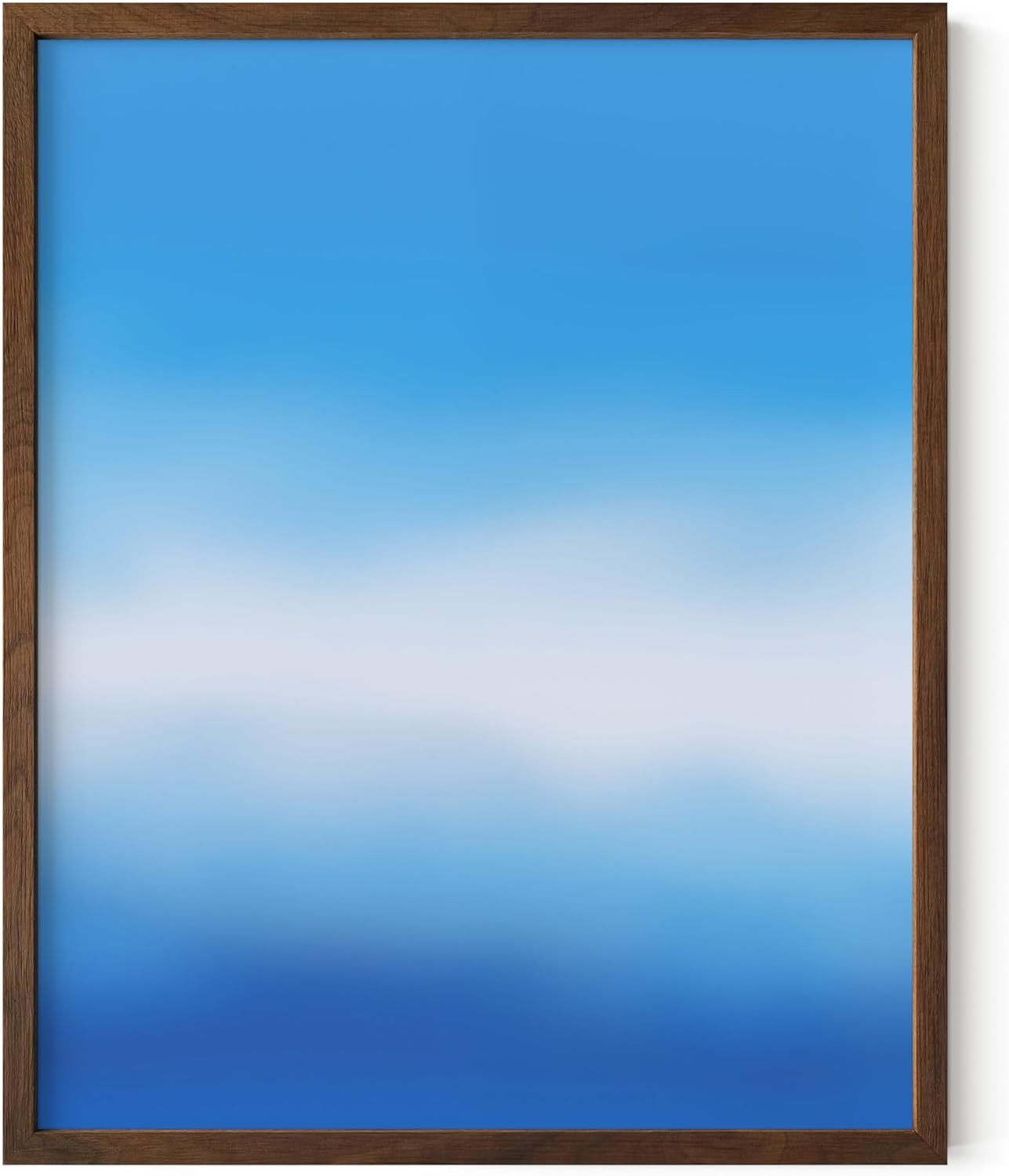 HAUS AND HUES Modern Abstract Wall Art - Blue and Green Living Room Art, Modern Artwork for Walls, Minimalist Picture for Living Room(Blue Tie-Dye, Walnut Frame, 16x20)