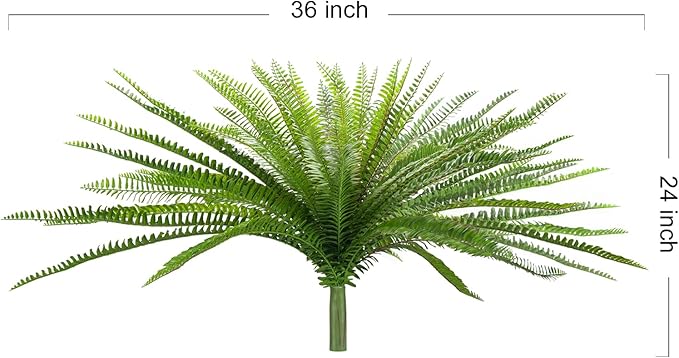 Velener 36 Inch Artificial Boston Fern Large Hanging Plant, Fake Fern Plants Bush Indoor for Home Decor, Faux Plants Outdoor, Garden, Office, Garden Decoration(Green)