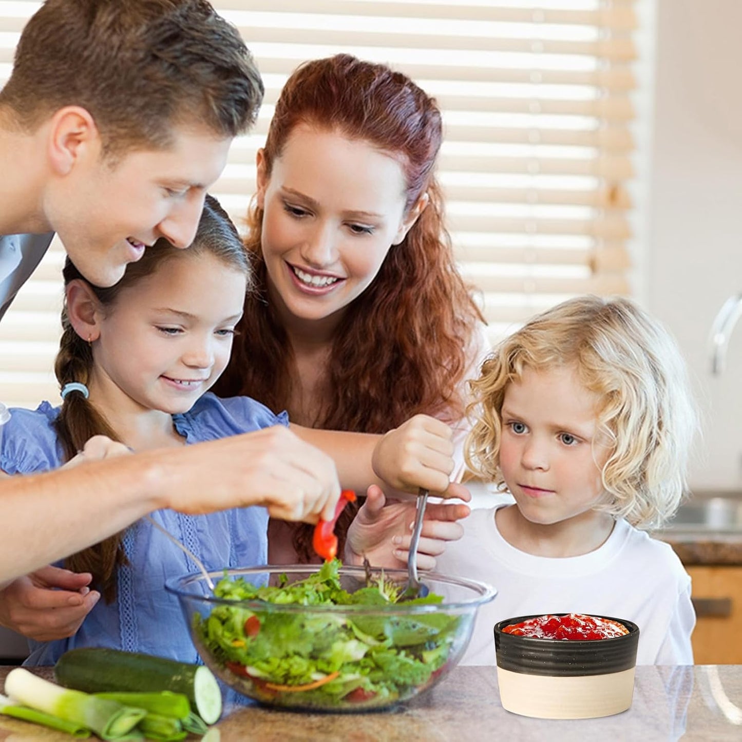 Hasense Ceramic Ramekins 6 oz, Small Ramekins for Creme Brulee Souffle Dishes, Mini Baking Cups Oven Safe for Personal Pudding, Custard, Ice Cream, Dipping, Set of 6, Black