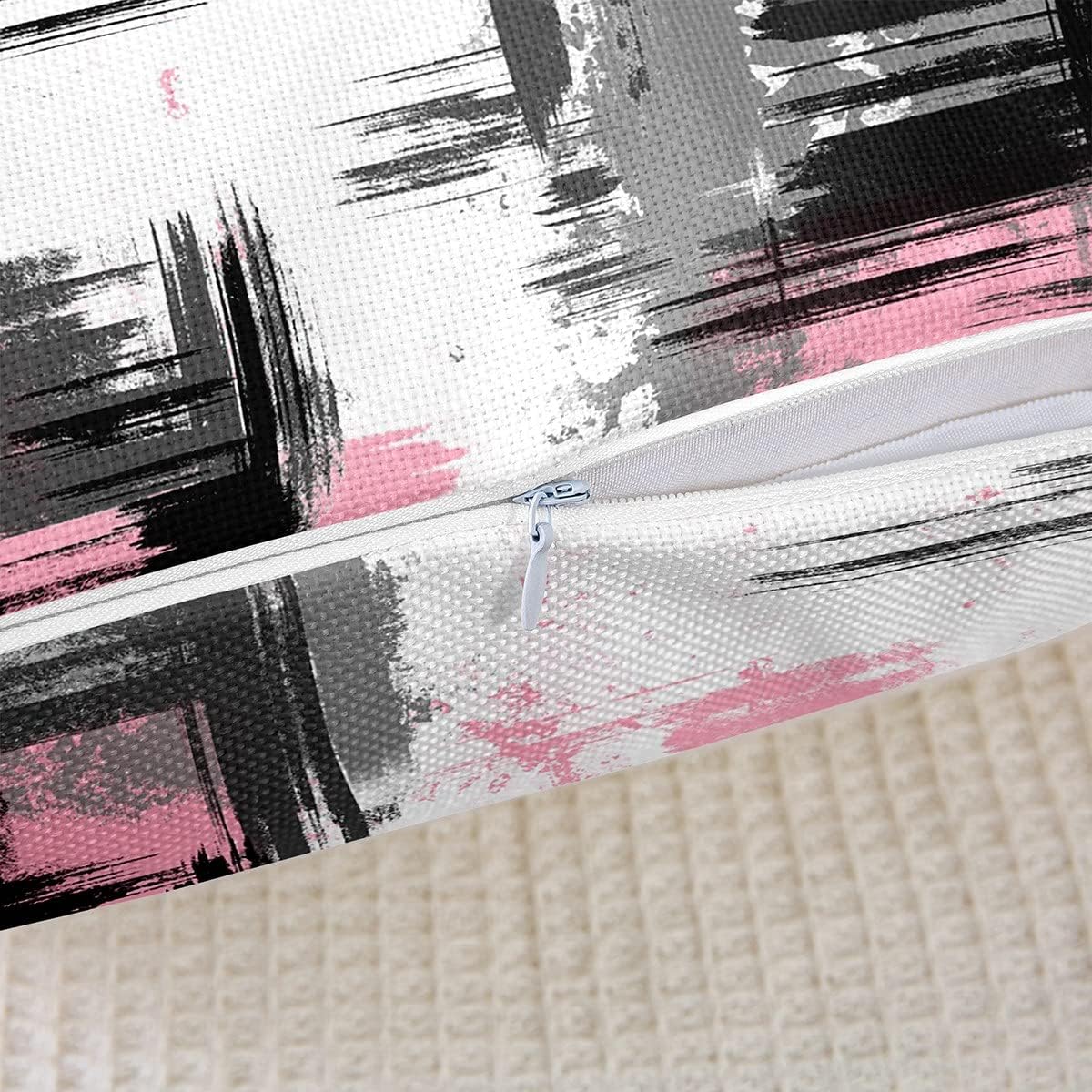 Feelyou Abstract Throw Pillow Covers for Couch Sofa Bed, Set of 2 Modern Abstract Art Decorative Pillows Cushion Covers, Retro Pink White Black Pillow Inserts Not Included, 20x20 inch