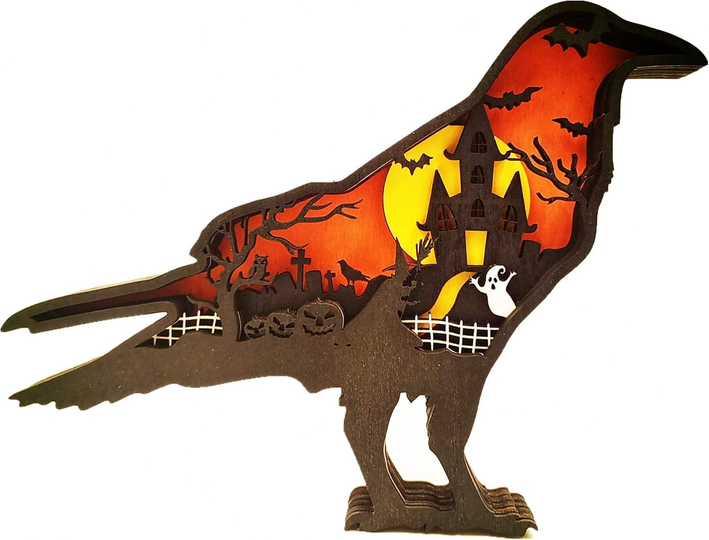 Forest Animal Desk Art Decor Wooden Farmhouse Table Decoration, Cabin Decor, Nursery Decor Mountain Decor for Bedroom Living Room (Crow)