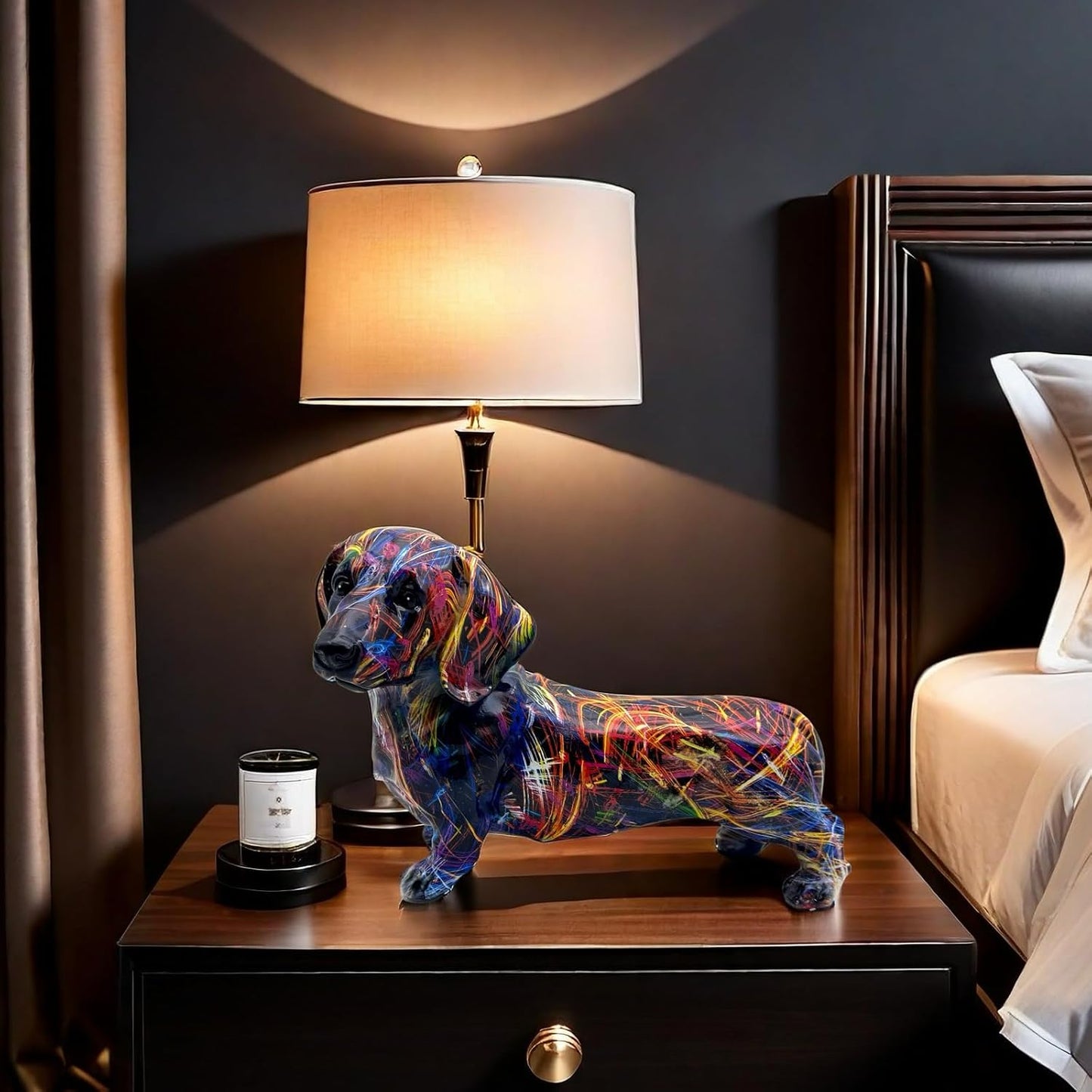 FUNSXBUG Colorful Dachshund Dog Statue Art Figurines Sculpture Collectibles Home Office Desktop Decor Outdoor Garden Display Decoration (Dachshund Dog 2)