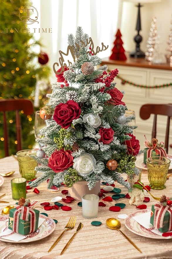 TINGE TIME Artificial Flowers Poinsettia Faux Flowers Bulk for DIY Bridal Wedding Bouquets Baby Shower Centerpiece Table Home Decorations