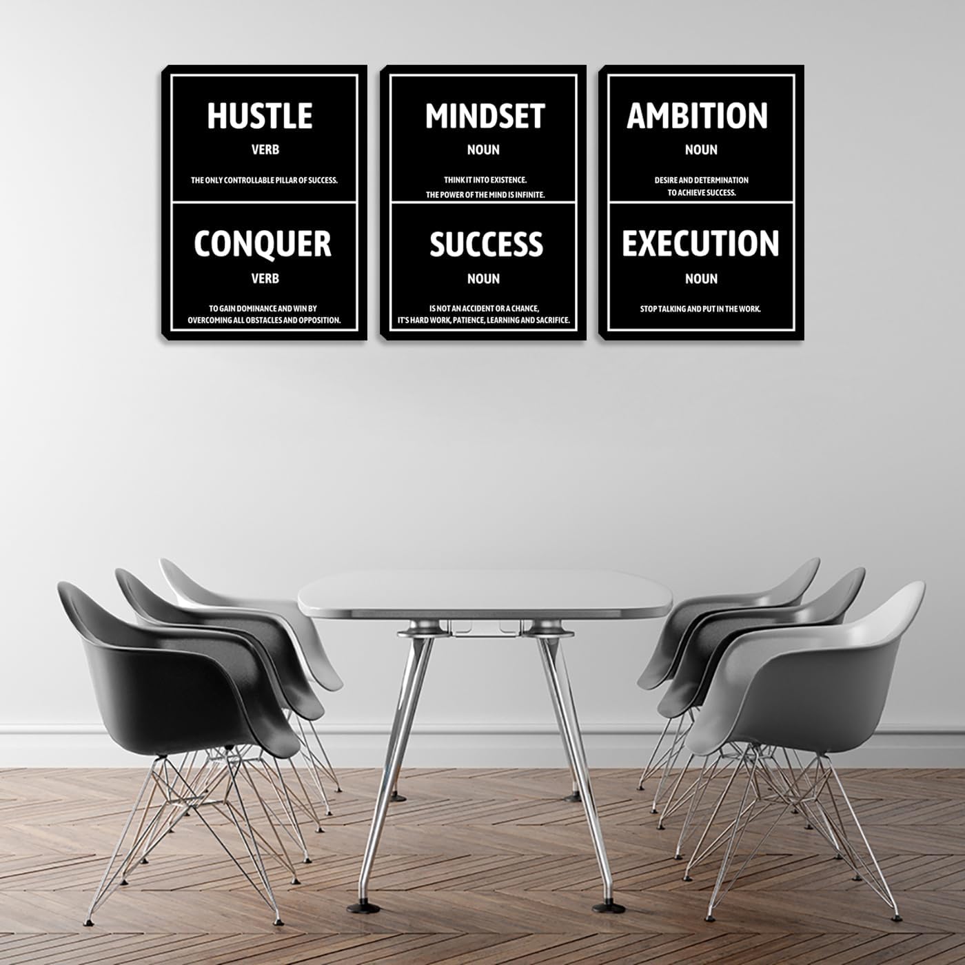 Hustle Wall Art Motivational Canvas Wall Art Inspirational Black Quote Posters Home Office Wall Decor Black Wall Picture Paintings Framed Artwork for Living Room Bedroom (48" Wx24 H)