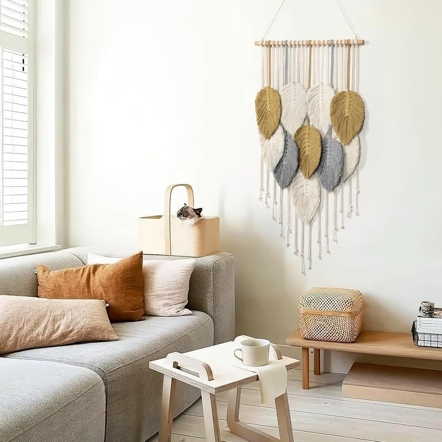 LOMOHOO Macrame Wall Hanging,Boho Home Decor,Bohemian Woven Decoration for Bedroom Living Room Apartment Dorm Gallery Perfect Handmade Gift Ideas 16.5" W x 30.7" L