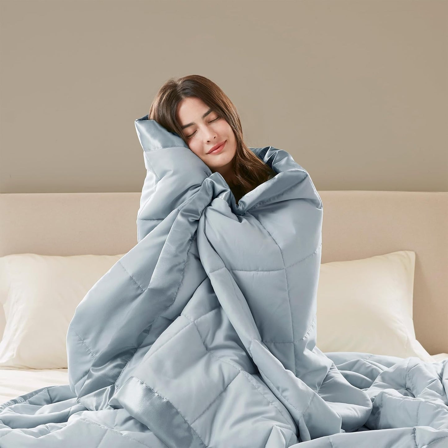 Madison Park Windom Down Alternative Blanket, Premium 3M Scotchgard Moisture Wicking Treatment, Lightweight and Soft Bed Cover For All Season, Satin Trim, Blue Twin