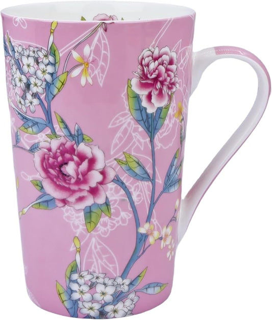 13oz Floral Coffee Mugs for Women Bone China Coffee Mug Cute Mugs Christmas Birthday Gifts for Mom Friends