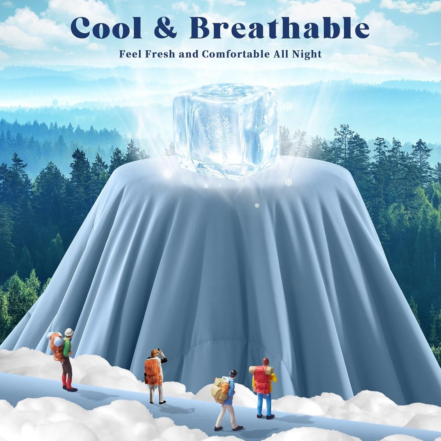 Cooling Comforter Twin Size, Double-Sided Cooling Blanket for Hot Sleepers & Night Sweats, Arc-Chill Q-Max > 0.4 Breathable Ice Blanket, Lightweight Cold Comforter (68''x90'', Light Blue)