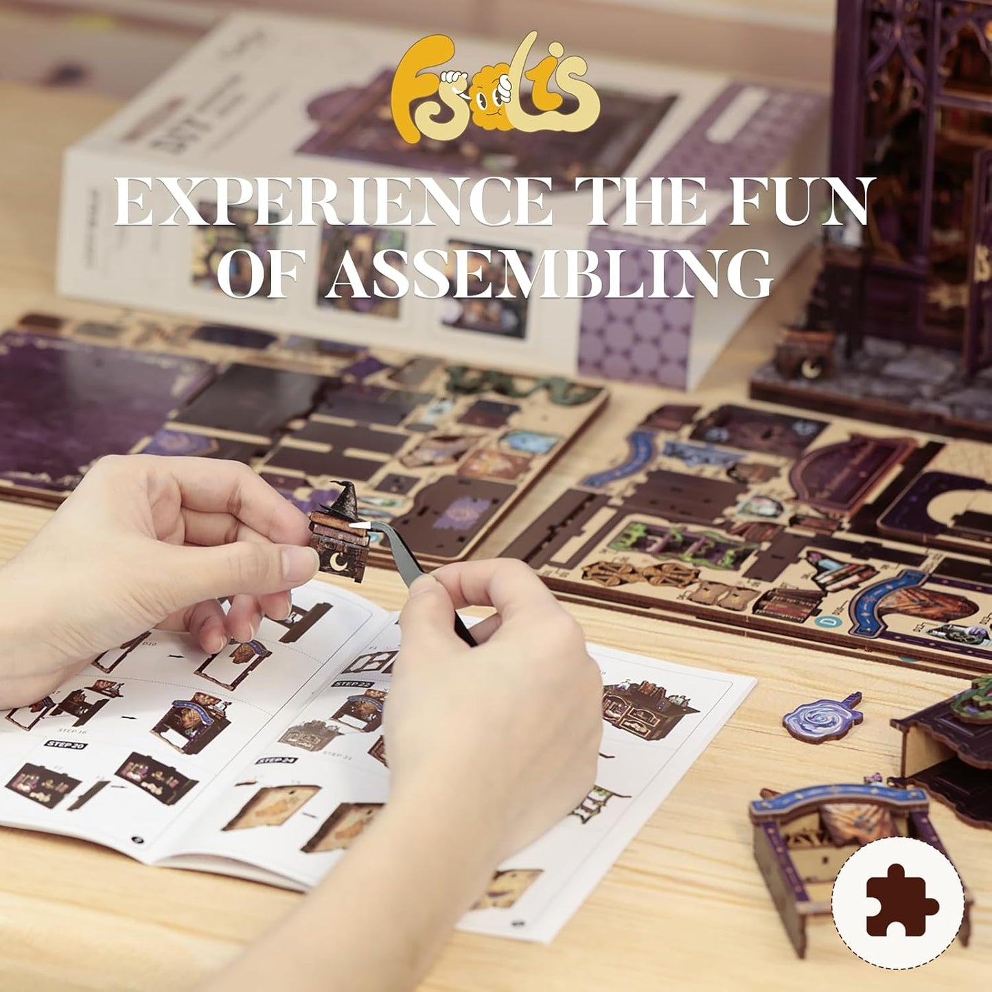 Fsolis Book Nook Kit, DIY Scene Miniature House Kit for Adults and Beginners Tiny House Mini Scale Model Booknook Craft Bookshelf Puzzle Nook Decor Gifts for Women Teenagers (The Astrology Bookshop)