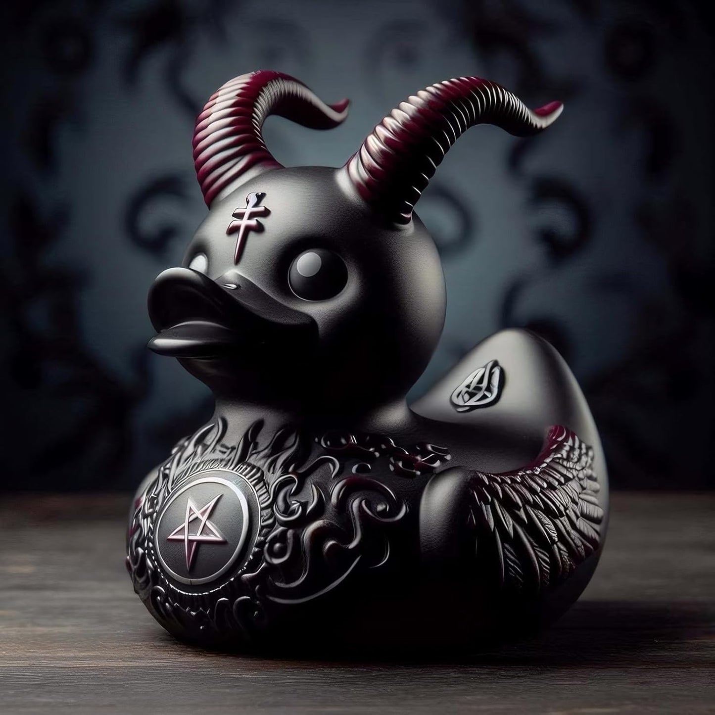 edenfuax Punk Duck Goth Resin Duck - Garage Kits,Unique Gothic Gifts & Collectibles,Vinyl Rubber Novelty Ornament Dark Satanic Duck Figurine for Desktop Home Halloween Decor (Satan Duck)