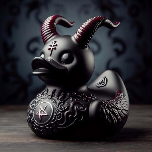 edenfuax Punk Duck Goth Resin Duck - Garage Kits,Unique Gothic Gifts & Collectibles,Vinyl Rubber Novelty Ornament Dark Satanic Duck Figurine for Desktop Home Halloween Decor (Satan Duck)