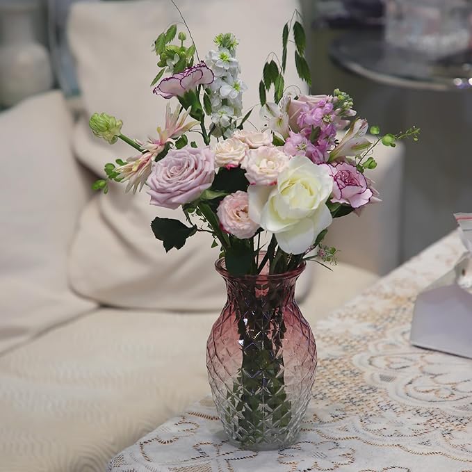 Vase for Flowers Small Glass Vases for Home Decor Table Centerpieces Living Room Bedroom Bookshelf Kitchen Modern Office Wedding Decoration Vintage Flower Vases Red White