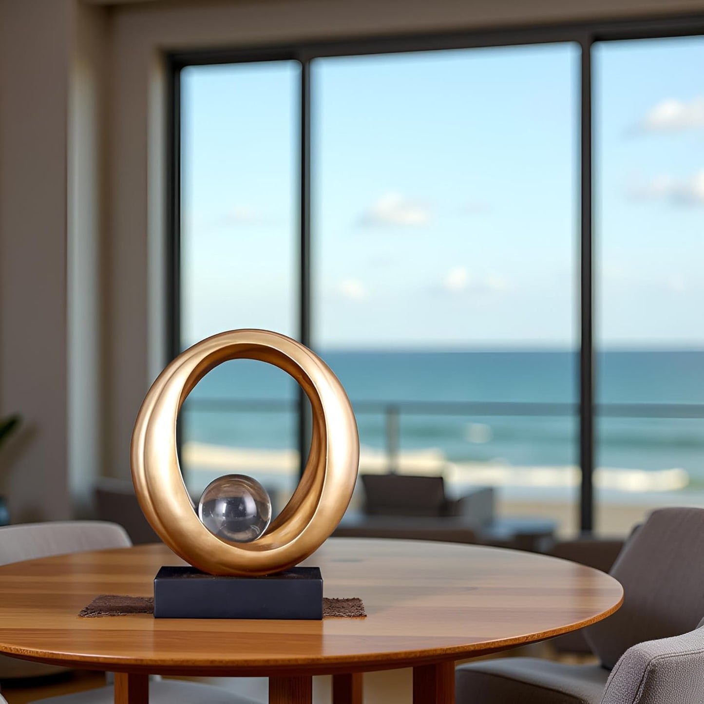 Golden Wave Resin Origami Statue, Modern Abstract Home Decoration Emphasizes Abstract Design for Office Desk, Carving Table, Family Bedroom, Living Room,Office Golden Stripe Decor (Gold)