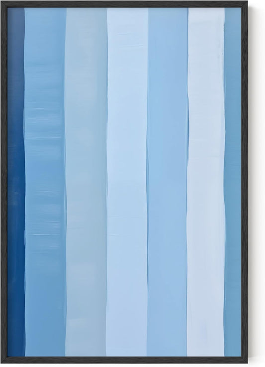 HAUS AND HUES Modern Abstract Wall Art - Blue and Green Living Room Art, Modern Artwork for Walls, Minimalist Picture for Living Room(Painted Stripes, Unframed, 24x36)