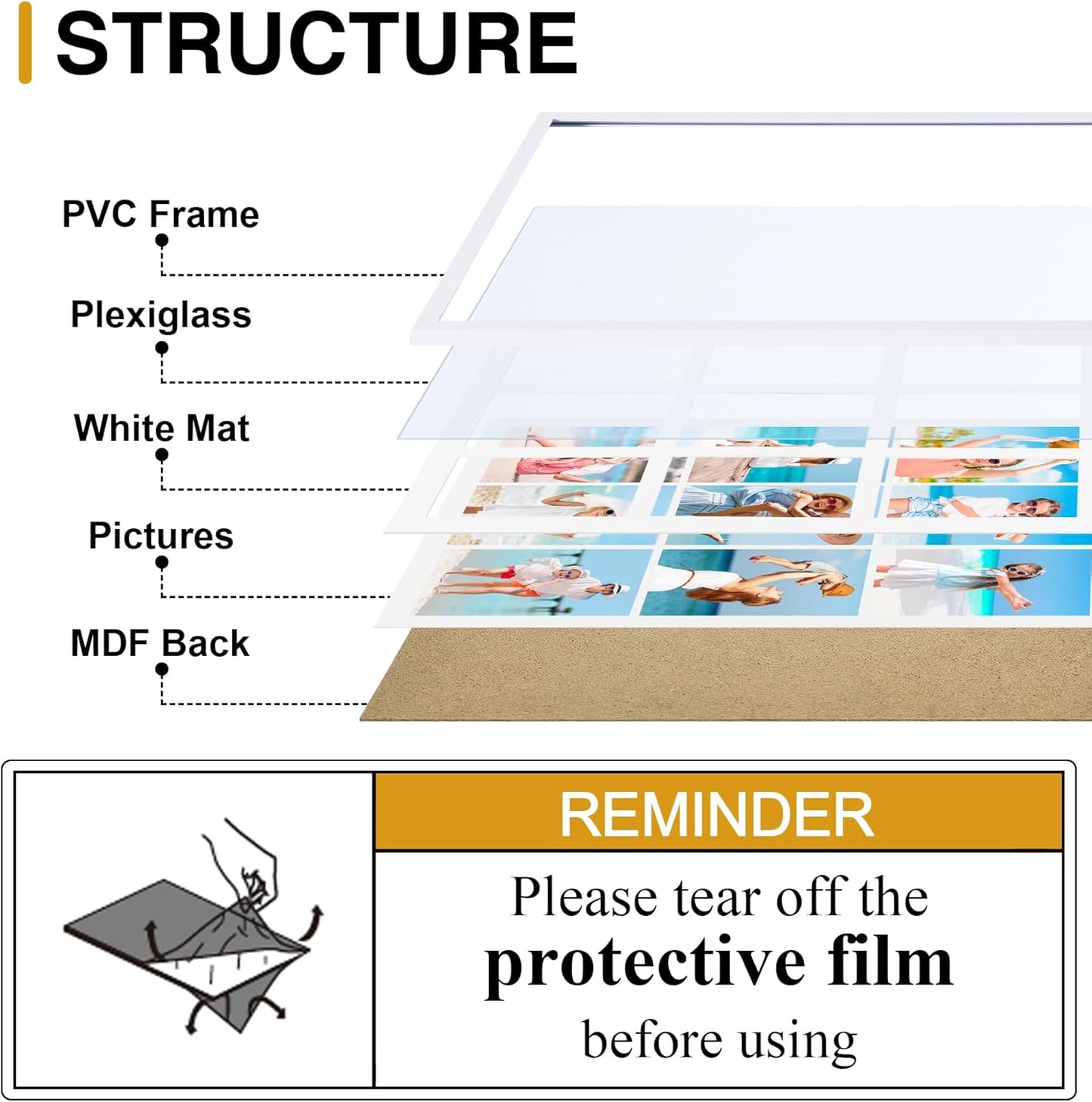 decorUhome 14x20 Picture Frames Collage Wall Decor, Display 9Pcs 4x6 Photos with Mat or 1Pcs 14x20 Unmatted, 9 4x6 Collage Picture Frames for Wall Mounting, White