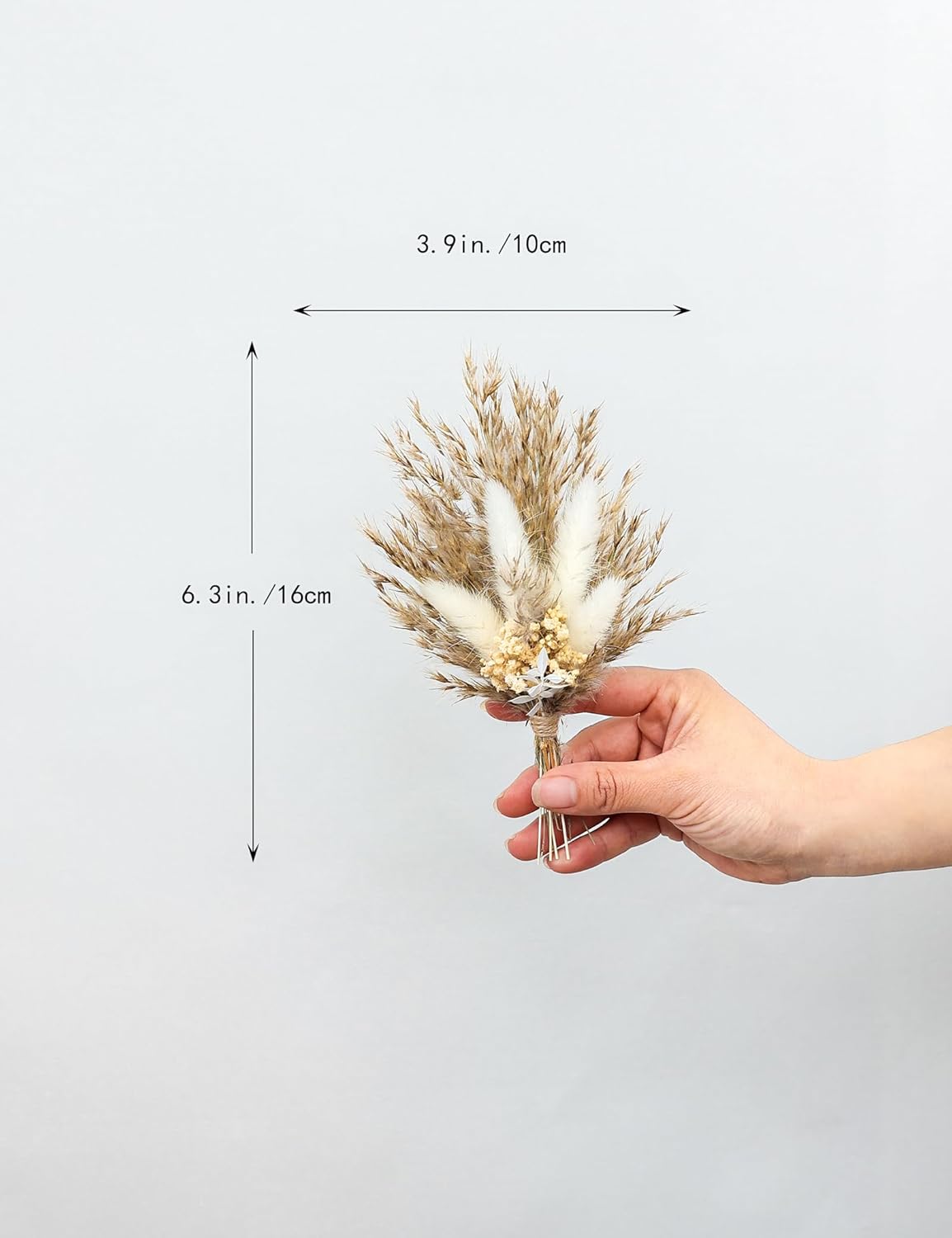 Mini Dried Flower Bouquet Set of 6, Boho Wedding Decor, Boutonniere for Men,Table Centerpieces, Dry Pampas Grass,Birthday Cake Flowers,Personalized Bridesmaid Gift Box,Small Bottles Decoration.(White)