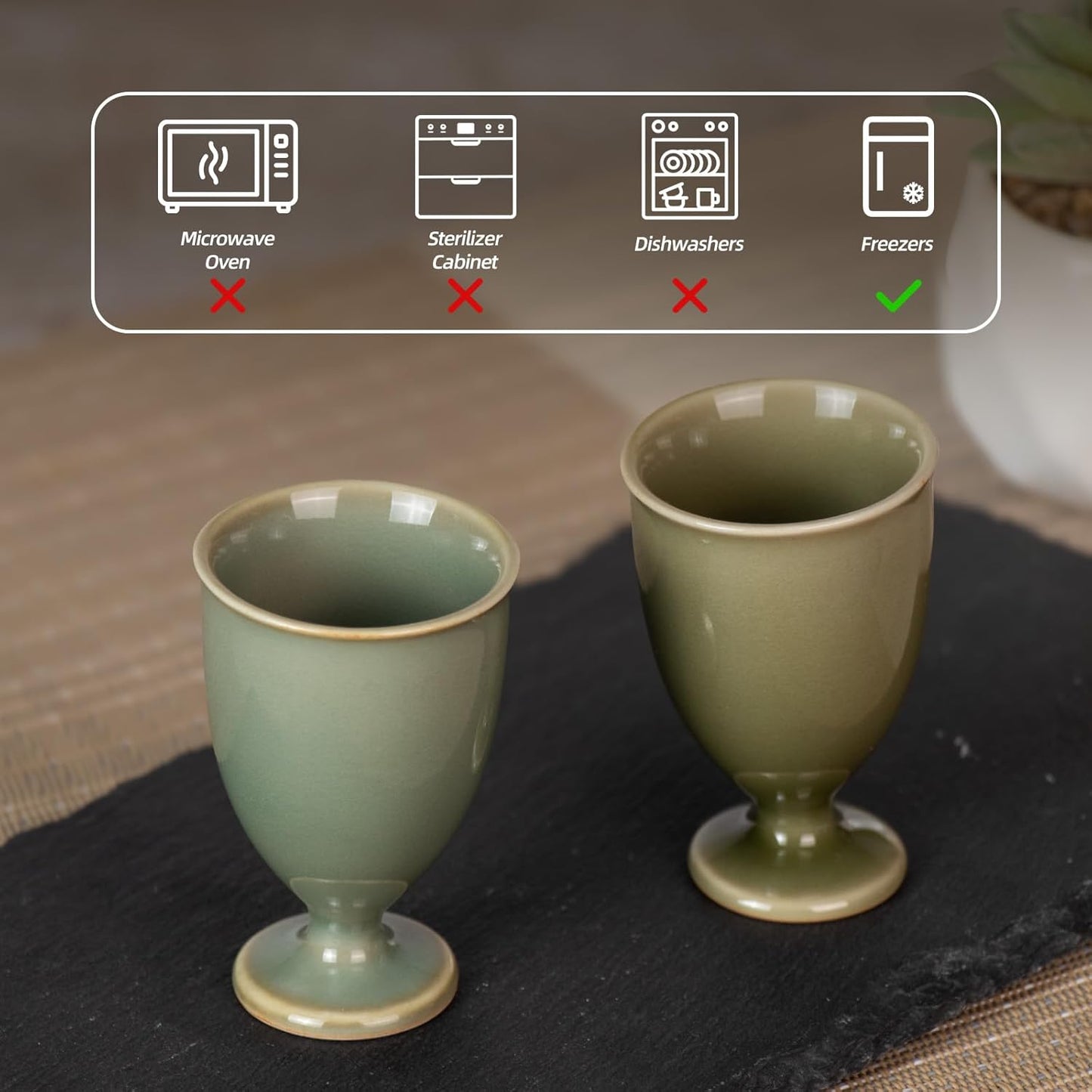 KAMMAK Ceramic Tea Cups Small, Cute Vintage Coffee Cup Set of 2, Porcelain Teacups Espresso Mug, 0.8oz Hand Painted Chinese Afternoon Tea Party Mugs, Birthday Gift for Women Men, Yueyao Qingfeng