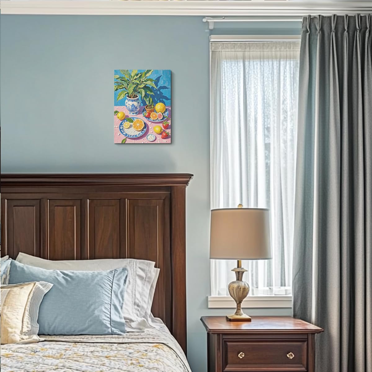 Italy Lemon Wall Art, Botanical Still Life Oil Painting Canvas Framed Prints Modern Decorations, Fruit Theme Poster for Living Room Dining room Entryway Farmhouse Bedroom