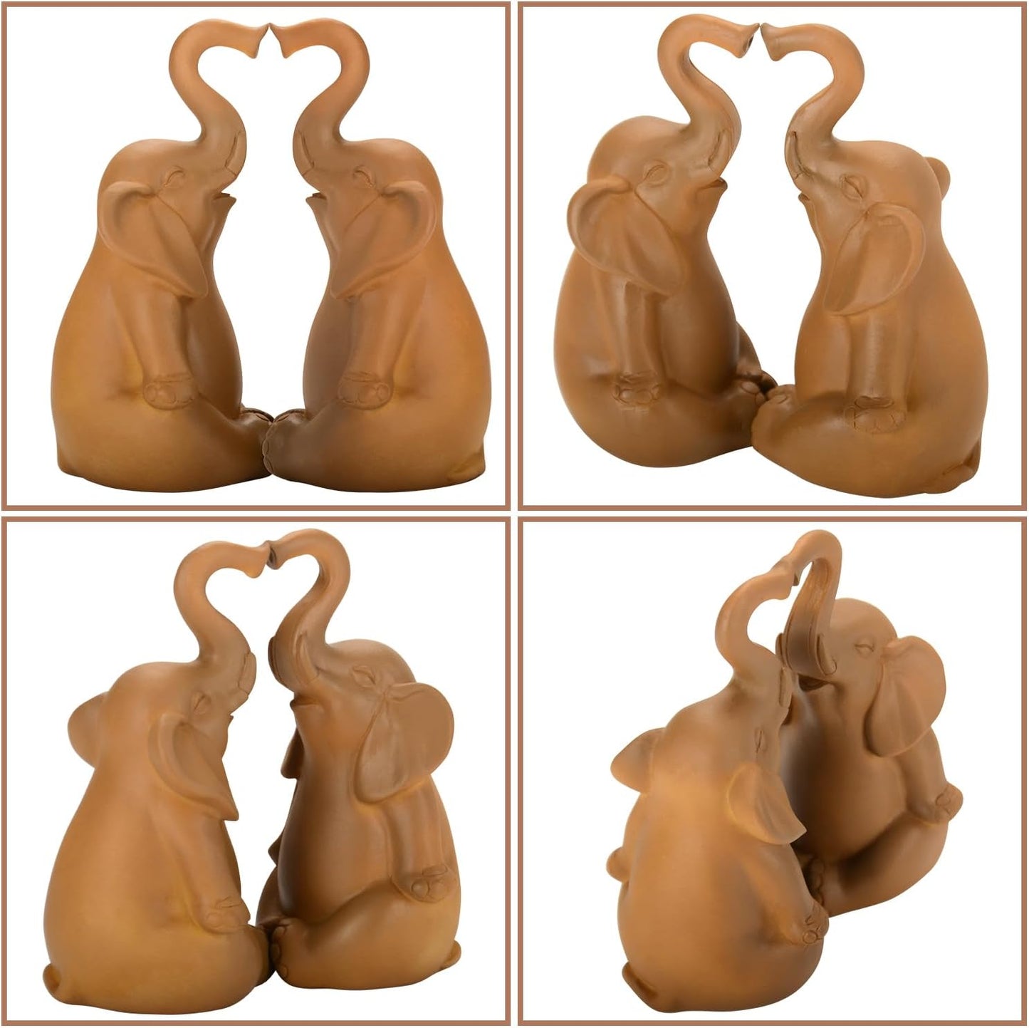 Loving Pair of Elephants, Elephant Statues for Home Decor, Elephant Figurines for Shelf, Table or Living Room, Symbol of Love and Harmony, Gift for Women, Mom