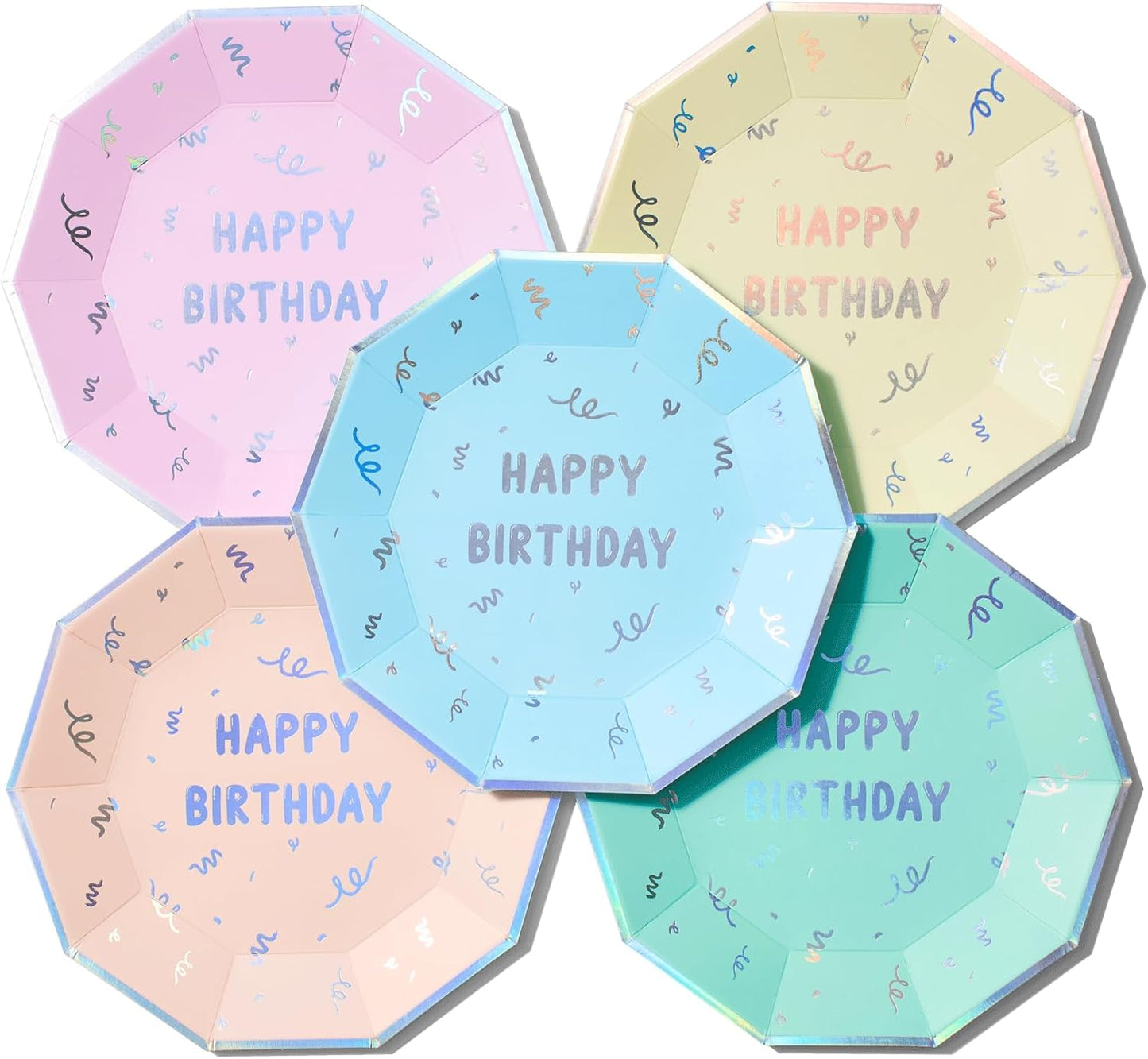 Coterie Happy Birthday Large Plates - 9.25” Disposable Party Plates (10-Pack) | Premium Paper Plates for Cake, Snacks & Meals | Fun & Festive Birthday Party Supplies for Kids & Adults