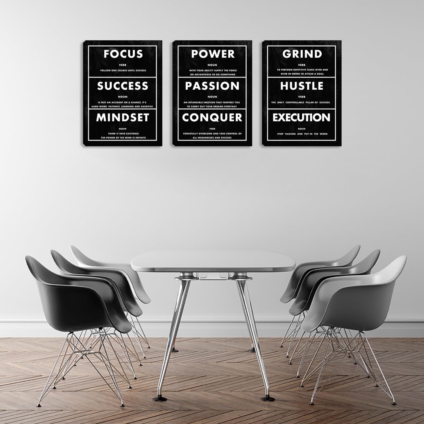 Large Motivational Office Wall Art Success Wall Decor Inspirational Canvas Paintings Black Hustle Quotes Posters Decoration Wall Picture Framed Artwork Living Room Bedroom Home (72" Wx36 H)
