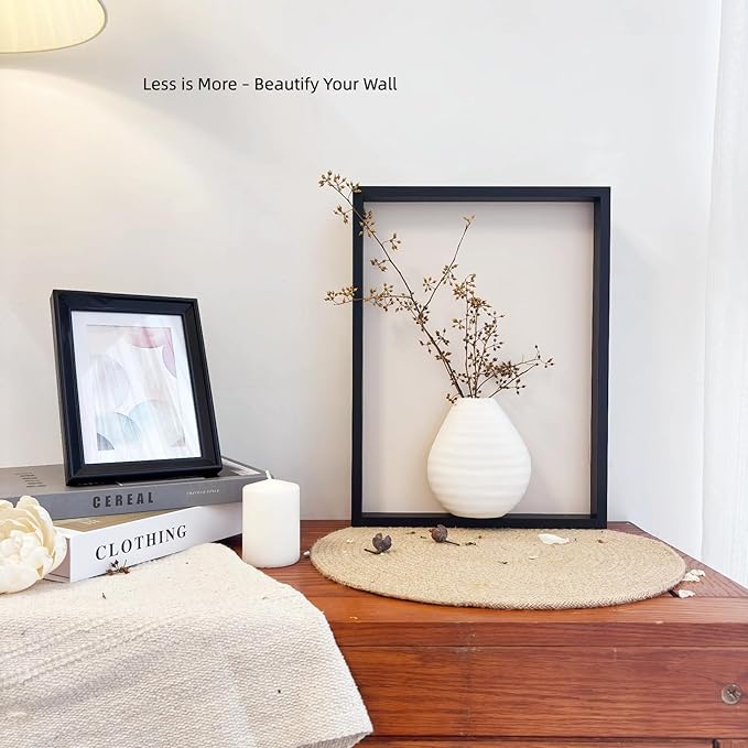 yimido Wall Planter Vase with Ceramic Pot & Artificial Tulips, 3D Wooden Wall Art Hanging Vases for Flowers, Indoor Wall Plant Holder for Home Decor, Wall Mounted Frame for Dried/Fresh Plants, Black