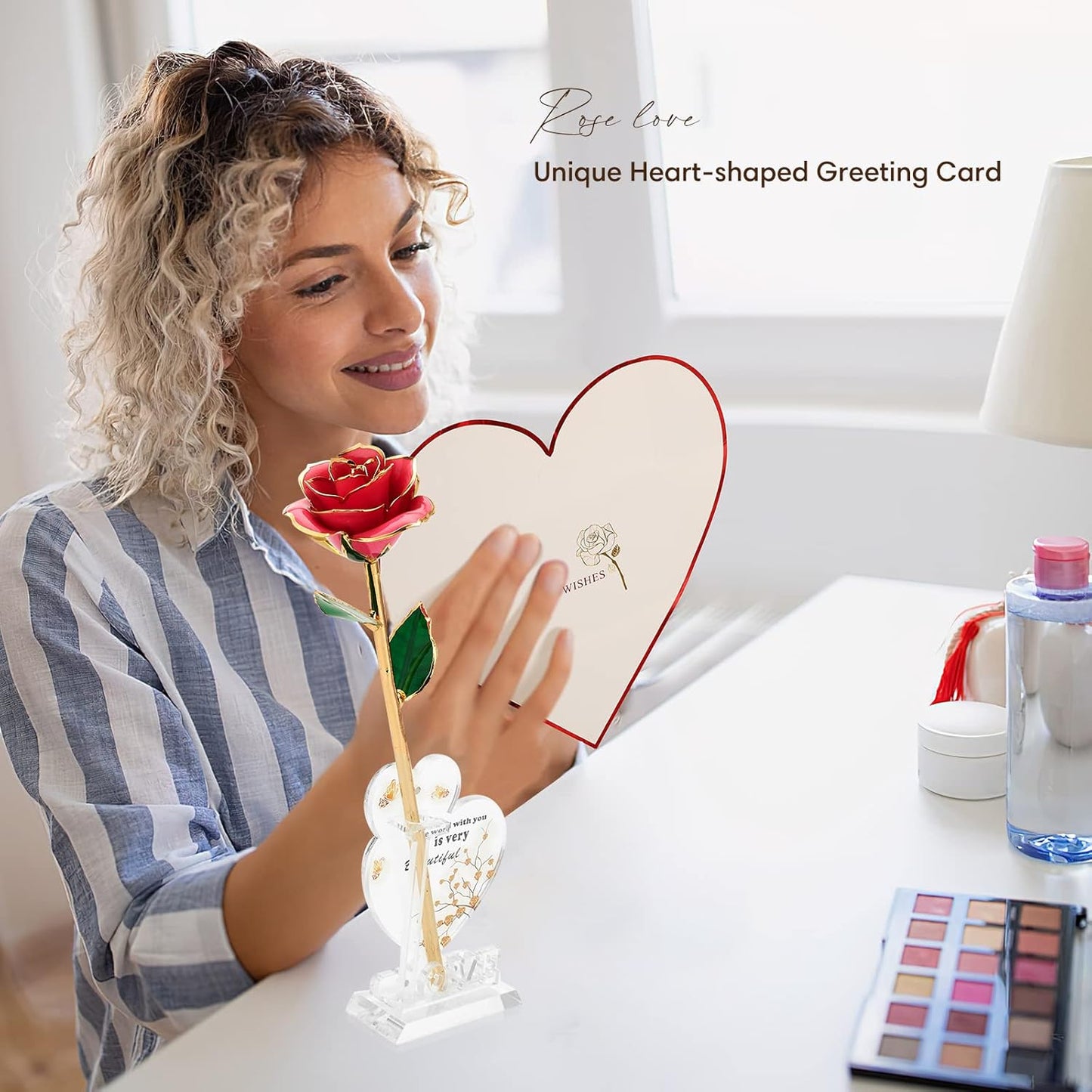 Gold Dipped Infinity Rose Last Forever Flower Decor, Birthday Gift for Women in Her Birthday Mothers Day, Resin Preserved Rose | Anniversary Present for Mom (Pink)