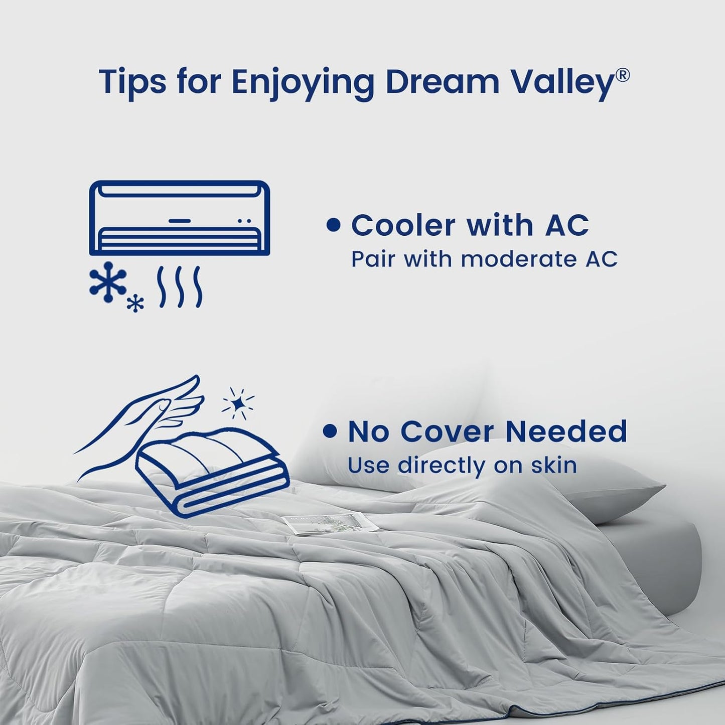 Dream Valley®Outlast®Deepsleep Cooling Comforter, Full/Queen Size, NASA-Grade Space Technology Cooling Blanket for Hot Sleepers Night Sweats, Q-Max > 0.45 Aerocool™Breathable, Cool Grey, 90"x90"