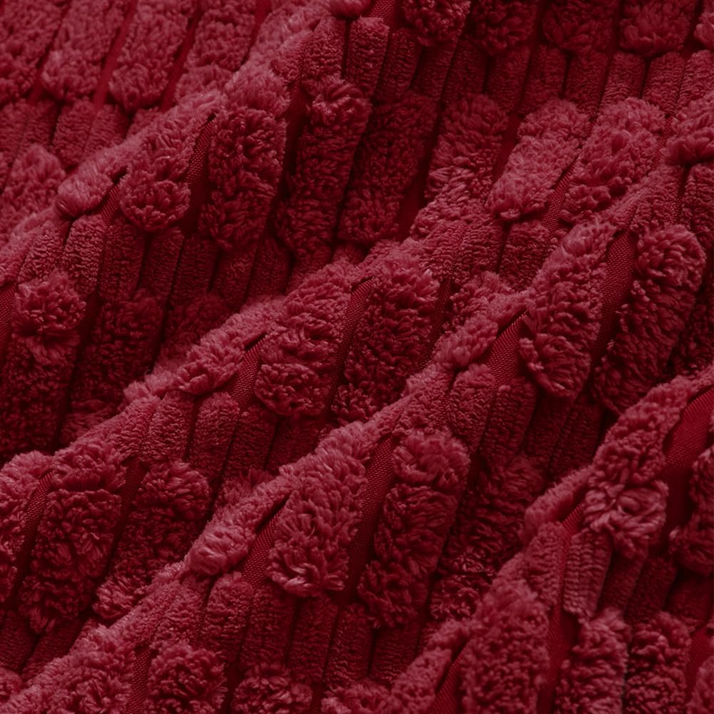 Fancy Homi 4 Packs Burgundy Decorative Throw Pillow Covers 20x20 Inch for Living Room Couch Bed, Holiday Christmas Home Decor Gift, Soft Plush Corduroy Square Cute Accent Cushion Case 50x50 cm