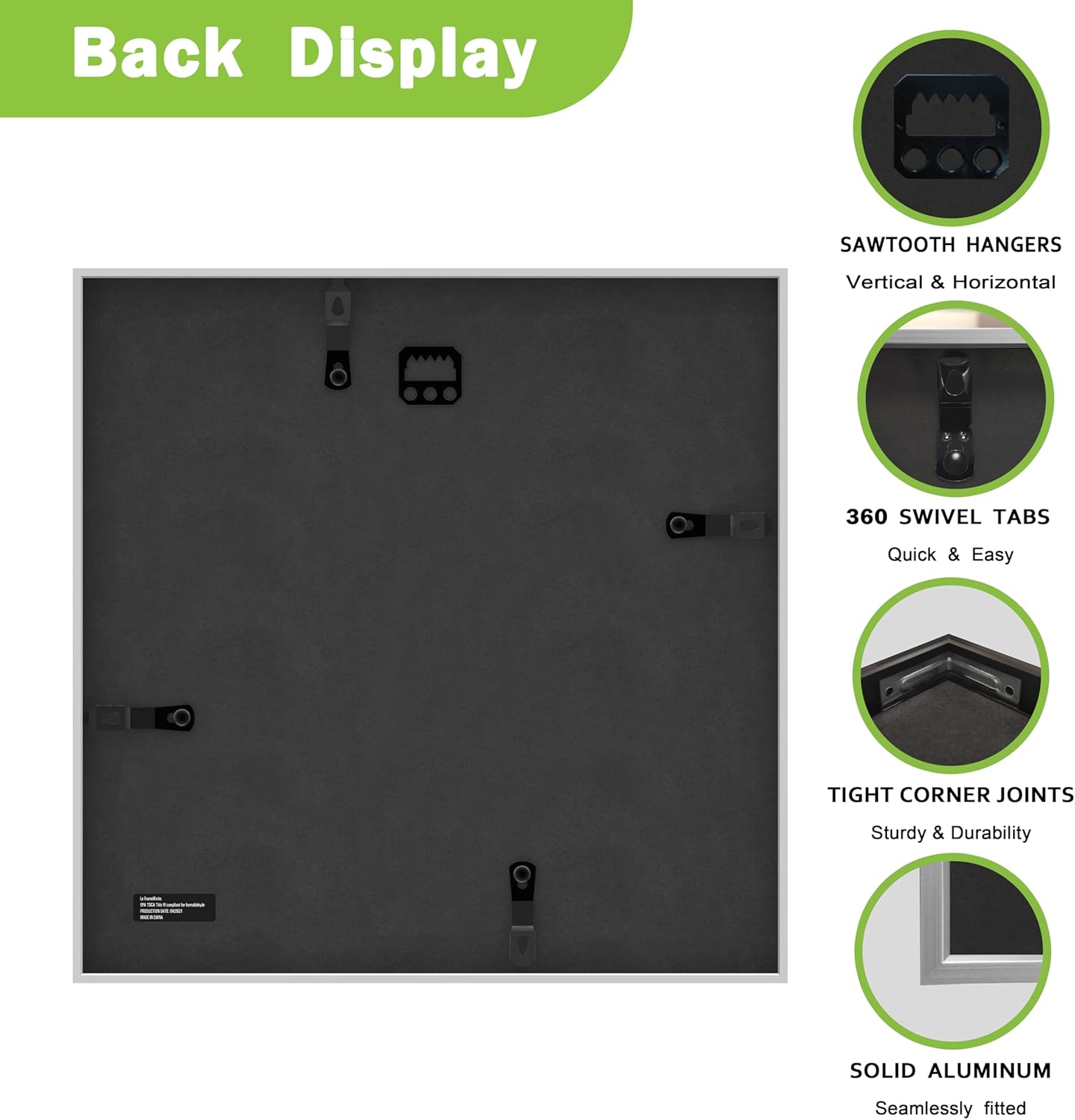 FrameWorks 12x12 Matted to 8x8 Picture Frame – Aluminum Frame w/Tempered Glass, Removable Mat for Photos, Posters, Art, Stylish Wall Frame for Home Decor, Gallery Walls, Office, Living Room - Silver