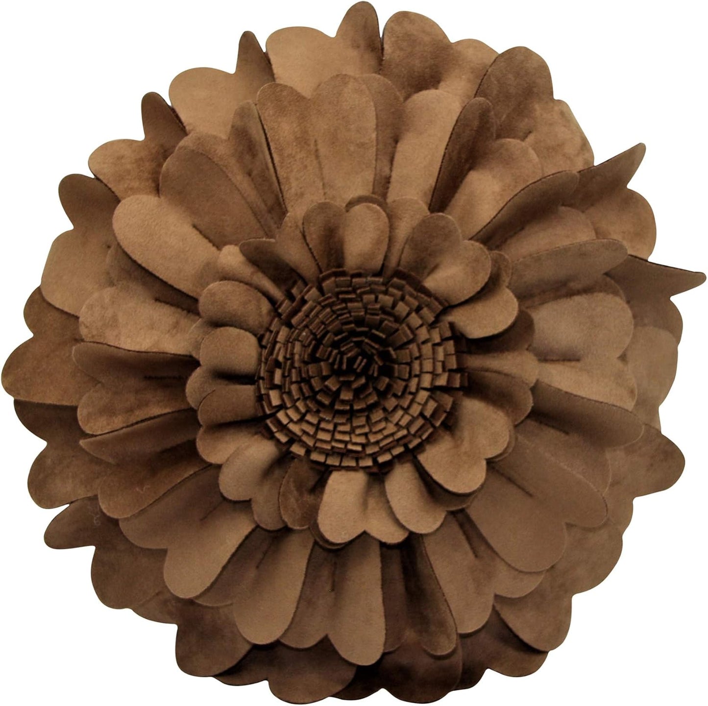 Contempo Lifestyles Flower Pillow – Decorative Pillow 3D Round Throw Pillows for Home Décor – Handmade Sweetheart Flower Pillow for Bed & Couch-Sunflower Pillow - 16 Inch Mocha