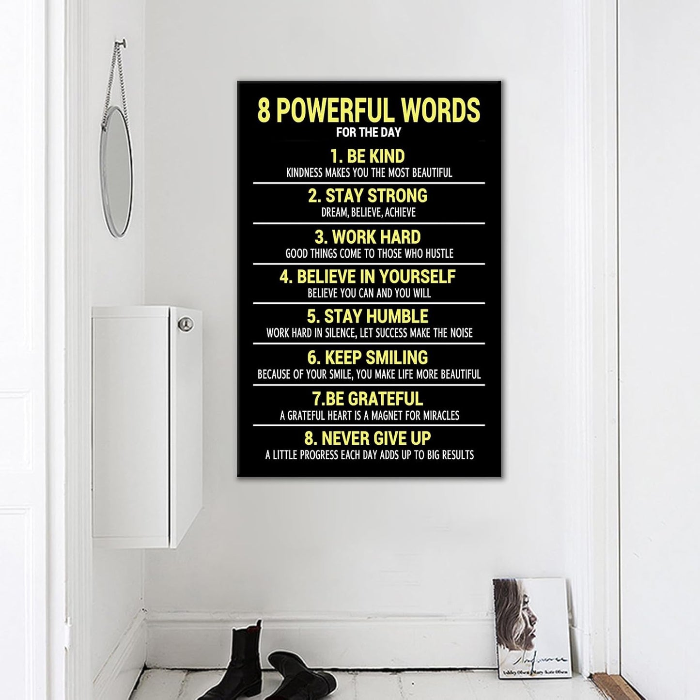 Inspirational Poster Wall Art Home Decor Motivational Quotes Printed on Canvas Daily Positive Affirmations for Men Women Picture Painting Artwork for Living Room Classroom Ready to Hang [24''Wx36''H]