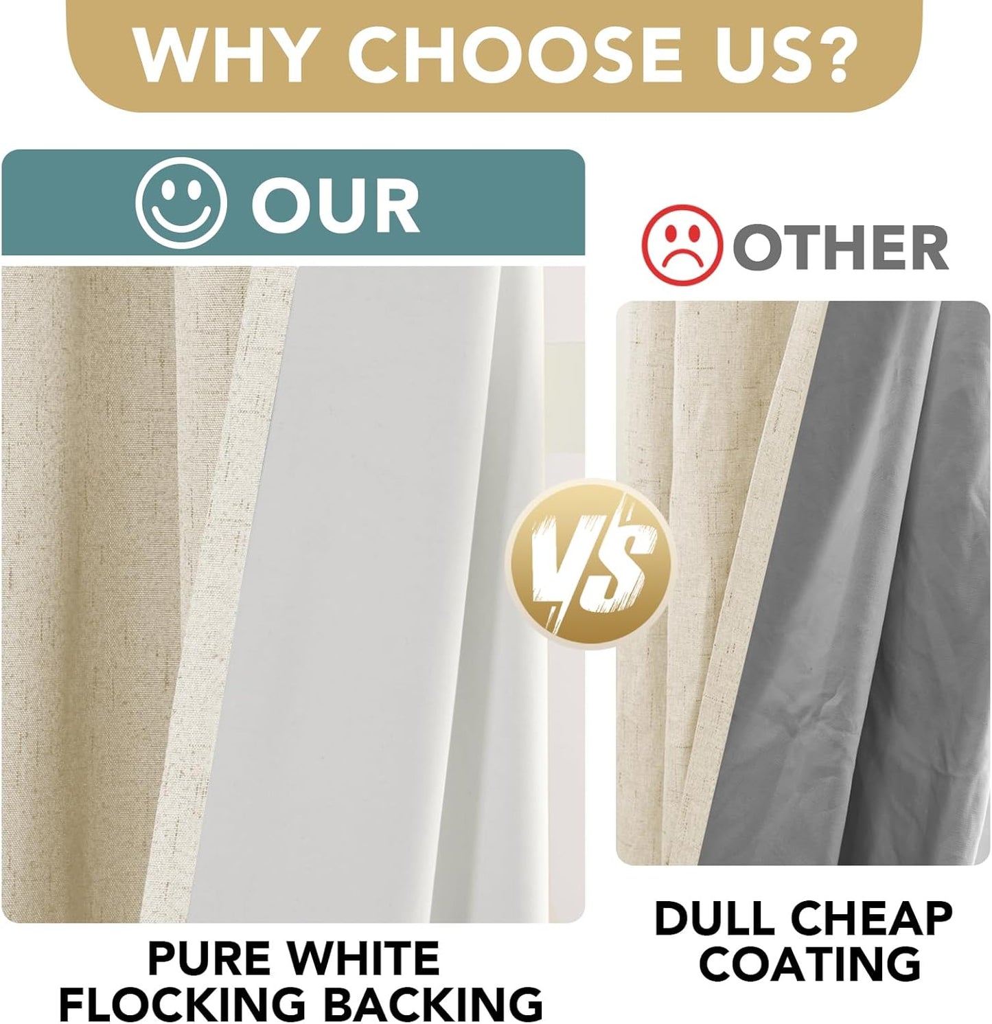 H.VERSAILTEX 100% Blackout Curtains for Bedroom Thermal Insulated POLYESTER,ACRYLIC Textured Curtains Heat and Full Light Blocking Drapes Living Room Curtains 2 Panel Sets, Bleached Sand, 52x84inch