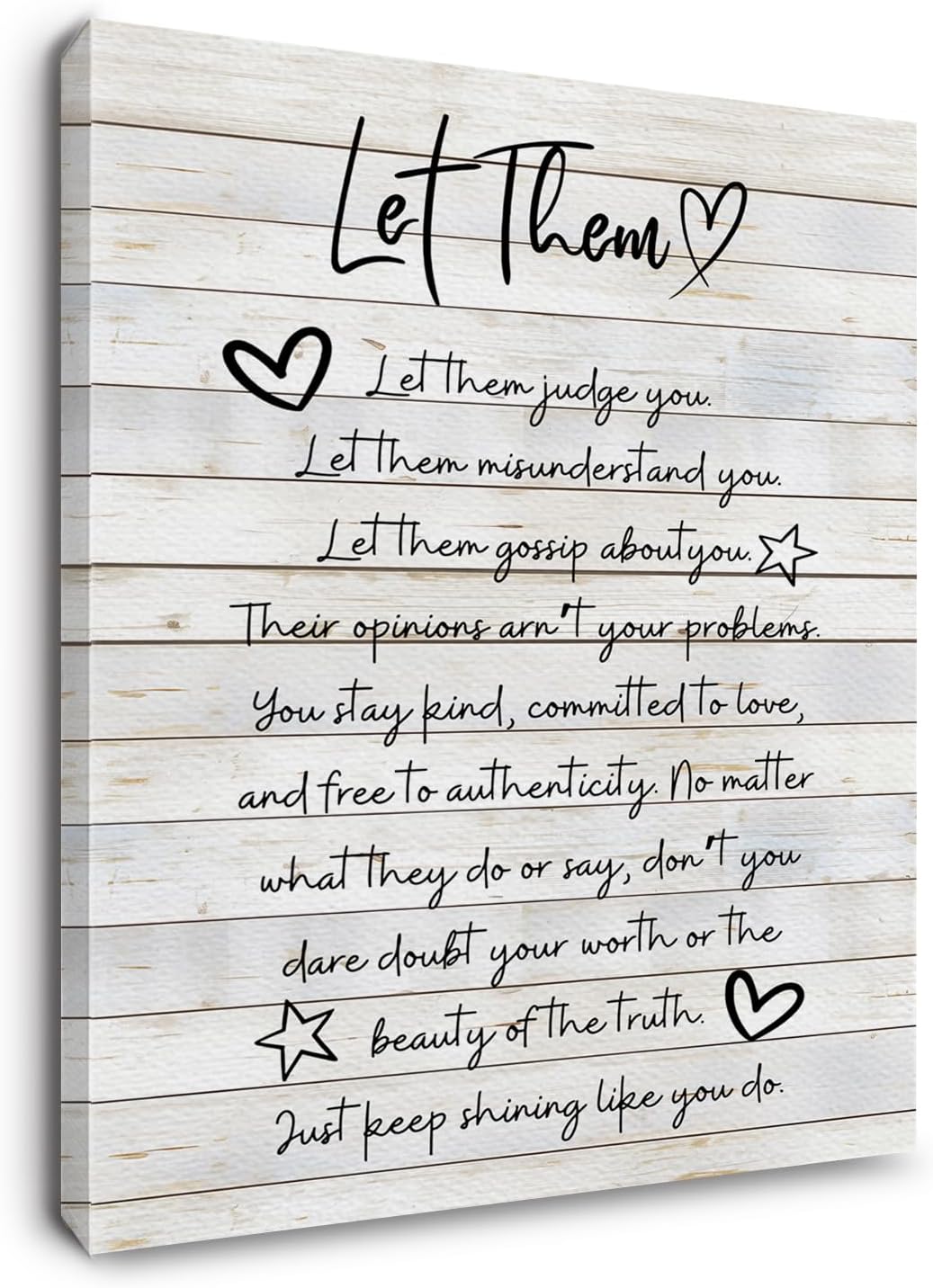 Let Them Inspirational Wall Art Framed, Mental Health Wall Decor, Motivational Positive Affirmations Canvas Wall Art Prints for Home Bedroom Living Room Office, 12x16 Inches