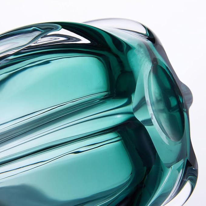 Luxury Lane Hand Blown Laine Sommerso Art Glass Vase for Home Decor 12.5 inch Tall Centerpiece Table Decoration